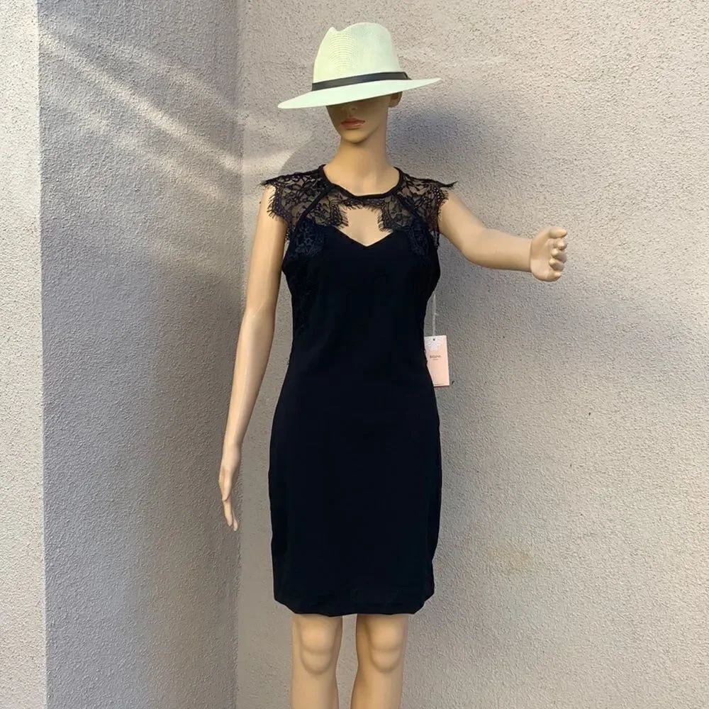 Blashe American Style Black Lace Unfinished Edge Short Sleeve  Zippered Dress